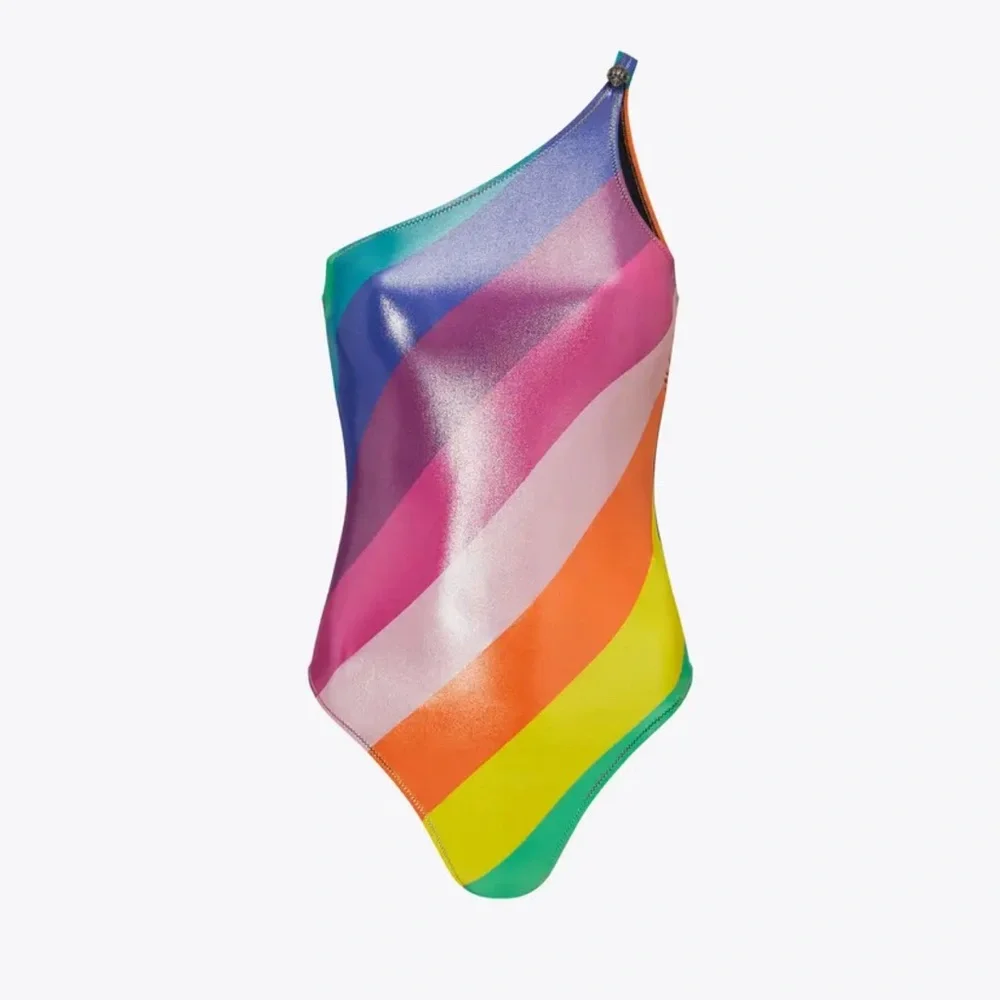 24HR DROP ⬇️ Kurt Geiger One-Shoulder Rainbow stripe eagle head Swimsuit - Picture 5 of 5
